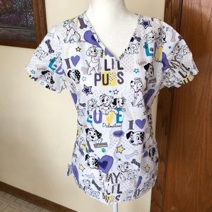 Disney Scrub Top 101 Dalmatians XS
